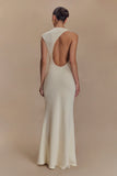 Katerina Scuba Jersey Cut Out Maxi Dress Ivory