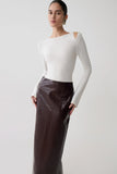 Ricky Knit Long Sleeve Longline Top Ivory