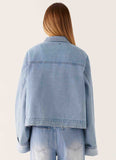Back Again Oversized Denim Jacket Light Wash Blue
