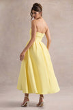 Annalise Lemon Bandeau Skater Midi Dress