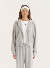 Grey Towelling Zip Hoodie