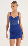 Glitter Cutout Bodycon Dress in Blue