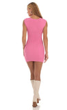 Ribbed Knit Cutout Dress in Pink