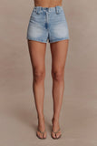 Erin Mid Rise Denim Shorts Washed Light Blue
