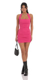 Ruched Bodycon Dress in Hot Pink