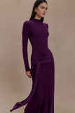 Grayson Knit Chiffon Maxi Dress Plum