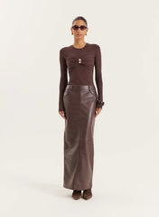 Chocolate Knitted Hardware Bust Detail Top