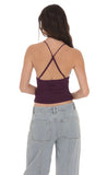Mesh V Neck Top in Purple