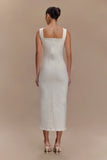 Reyna Denim Midi Dress White