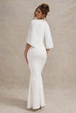 Kianne White Draped Short Sleeve Maxi Dress