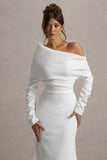 Lou White One Shoulder Asymmetric Maxi Dress