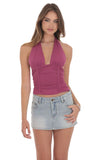 Ruched Halter Top in Magenta