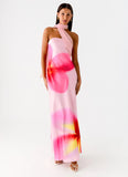 Isa Scarf Satin Maxi Dress Frangipani Pink