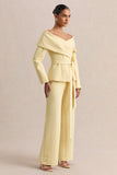 Empress Lemon Bardot Neck Tailored Top