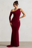 Contradiction Port One Sleeve Asymmetric Maxi Dress