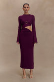 Azariah Long Sleeve Knit Midi Dress Plum