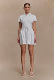 Aysha Buttoned Linen Mini Dress White