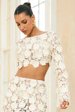 Ibiza Cream Lace Bell Sleeve Crop Top