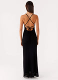 Beki Beaded Mesh Maxi Dress Black