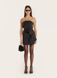 Black Bow front Satin Mini Dress