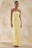 Gracie Lemon Lace Bandeau Maxi Dress