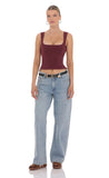 Scoop Neck Open Back Top in Burgundy