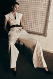 Raya Mid Rise Wide Leg Linen Pant Natural Beige