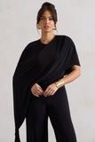 Reserve Black Wide Leg Jumpsuit With Asymmetric Cape