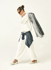 Cream Modal Balloon Leg Cargo Joggers