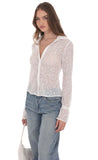 Sheer Mesh Button Up Top in White