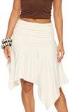 Brighton White Asymmetrical Midi Skirt