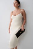Vina Gathered Jersey Midi Dress Ivory