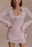 Samira Knit Long Sleeve Mini Dress Misty Rose