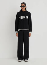 Black Knitted Wide Leg Trouser