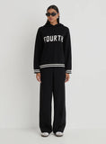 Black Knitted Wide Leg Trouser