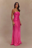 Serena Strapless Taffeta Maxi Dress Crimson Pink
