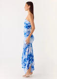 Lo Siento Midi Dress Indigo Garden