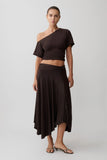 Luu Slinky Midi Skirt Dark Chocolate