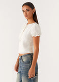 These Words Puff Sleeve Top White