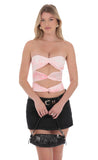 Tie Dye Mesh Cutout Strapless Top in Pink