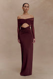 Rafaella Slinky And Mesh Maxi Dress Mahogany