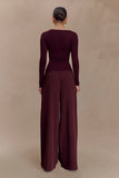 Culver Draped Twist Knit Top Wine