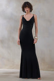 Iridessa Black Plunge Neck Maxi Dress