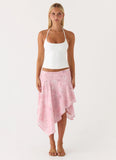 Kia Low Rise Asymmetrical Midi Skirt Vintage Floral