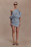Gabriella Draped Mini Dress Charcoal Blue Marle