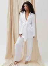 White Satin Wide Leg Trouser