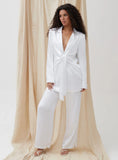 White Satin Wide Leg Trouser