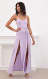 Satin Tie Maxi in Lilac