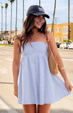 Anderson Blue Stripe Strapless Mini Dress