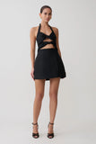 Ella Bow Detail Halter Mini Dress Black